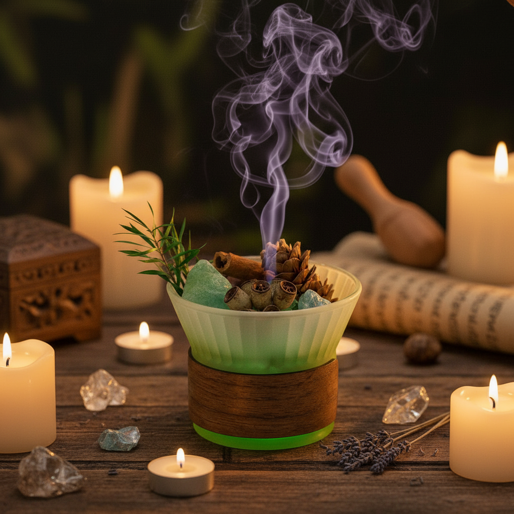 Green Aromatherapy Diffuser Gift Box in Sacred Space