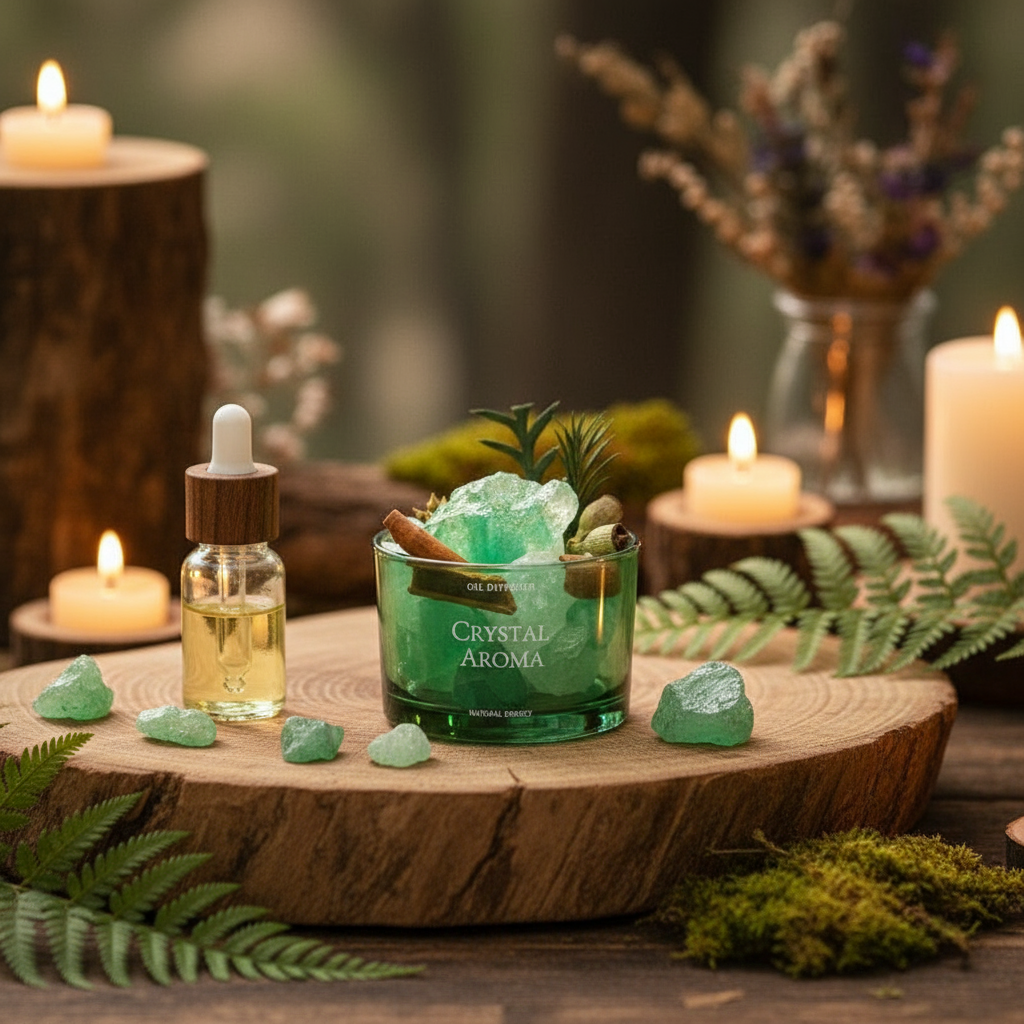 Green Crystal Diffusing Stone Aromatherapy in Natural Space