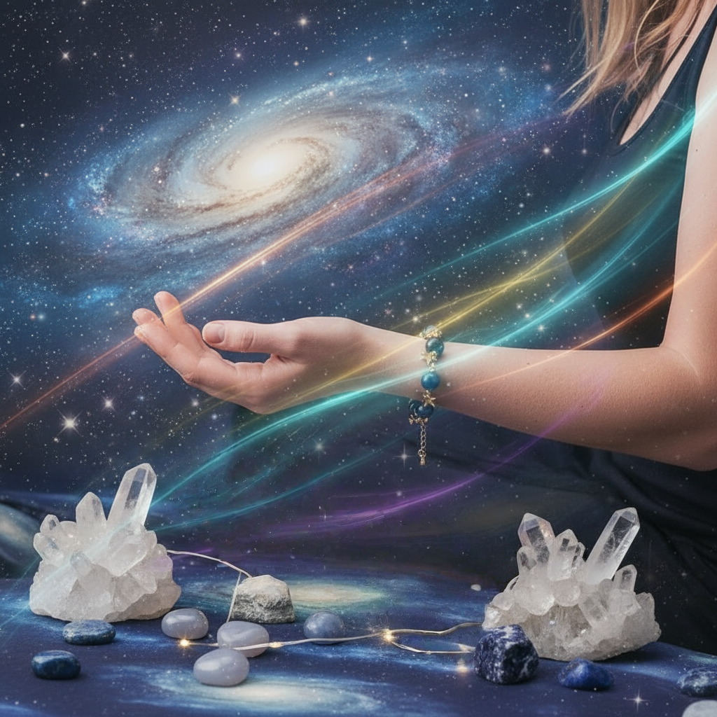 Kyanite Star & Moon Bracelet: Celestial Guidance & Throat Chakra Awakening