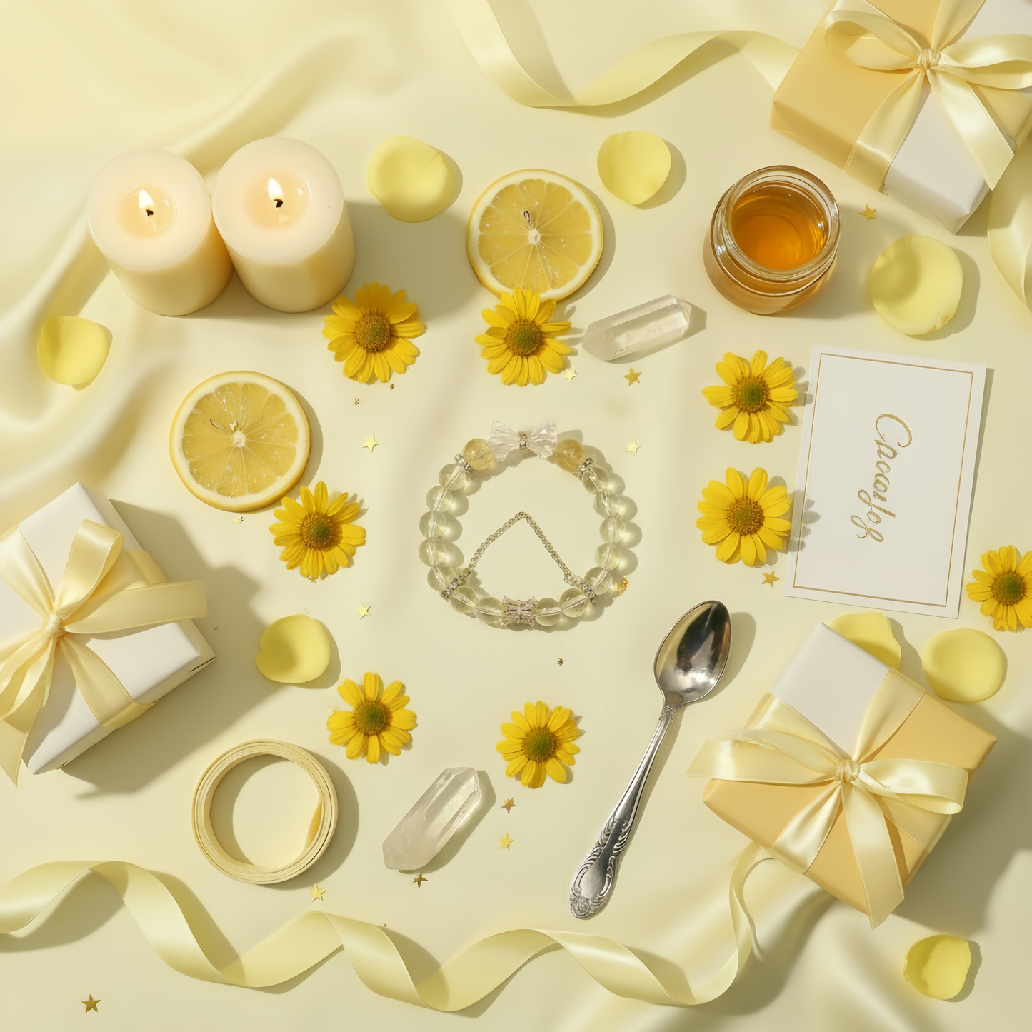 Lemon Quartz & White Crystal Bow Bracelet: Joy & Clarity Energy