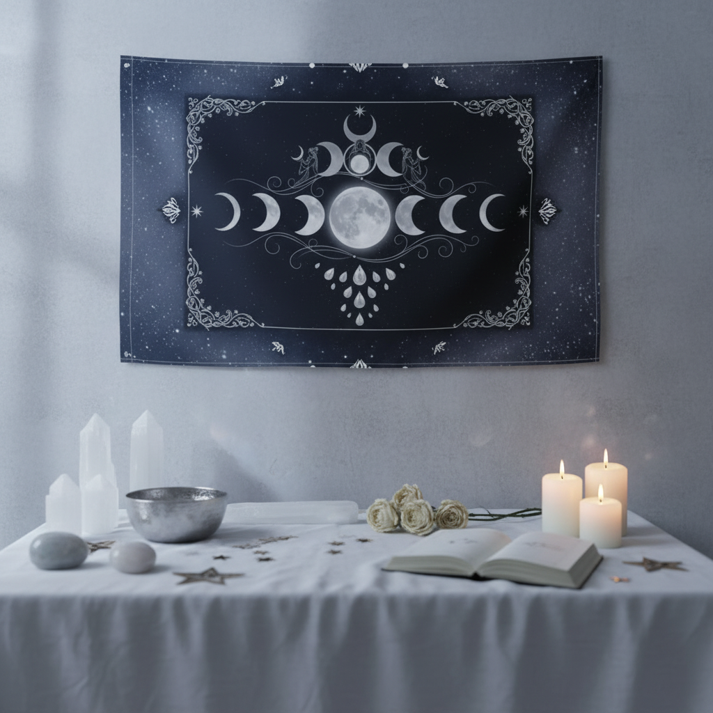 Lunar Phases Mandala Flag - Atmospheric Product Image