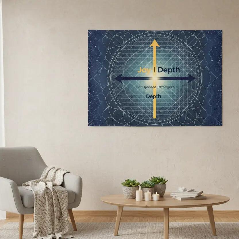Navy Blue Joy Perpendicular Depth Tapestry Horizontal Lifestyle Scene