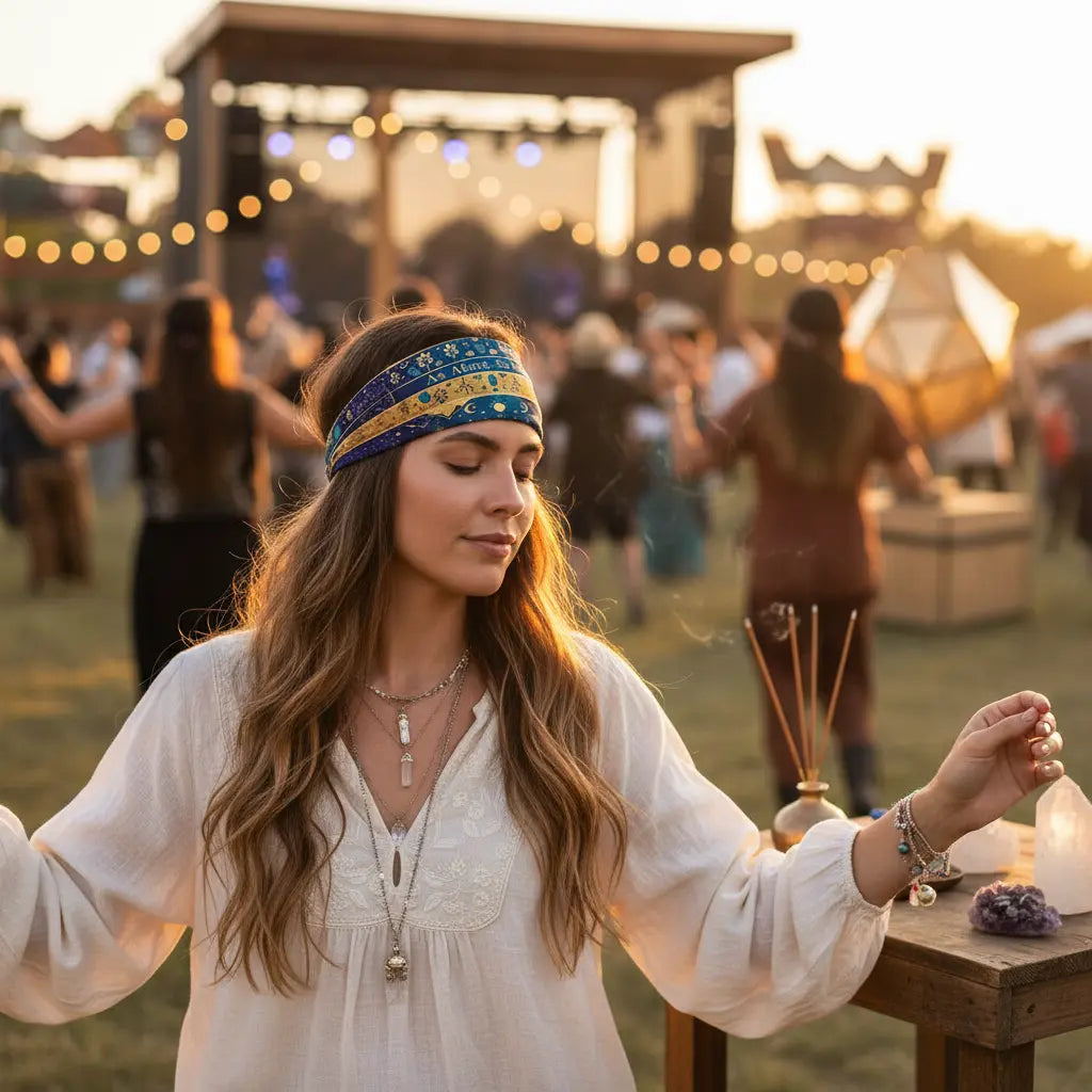Navy Gold As Above So Below Bandana Lifestyle Scene