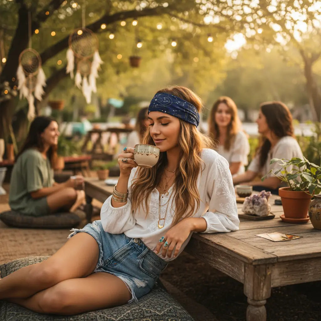 Navy Gold Celestial Constellation Bandana Lifestyle Scene