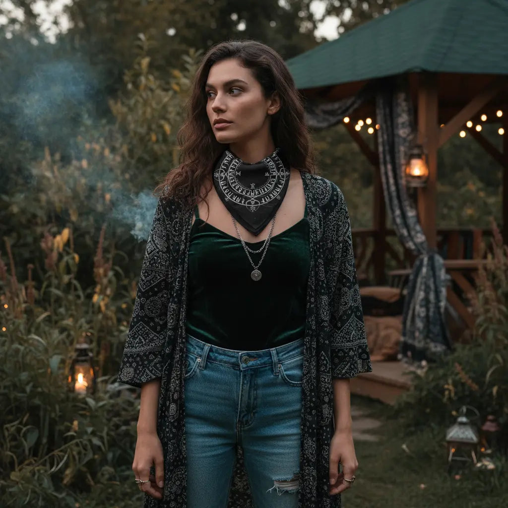 Norse Rune Bandana - Folded Half Pattern