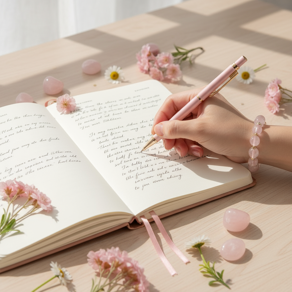 Pink Crystal Daisy Bracelet Journal Tenderness