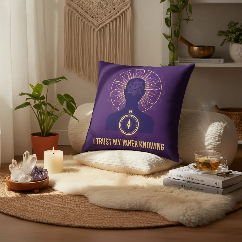 Purple Gold I Trust My Inner Knowing Pillow Lifestyle Scene