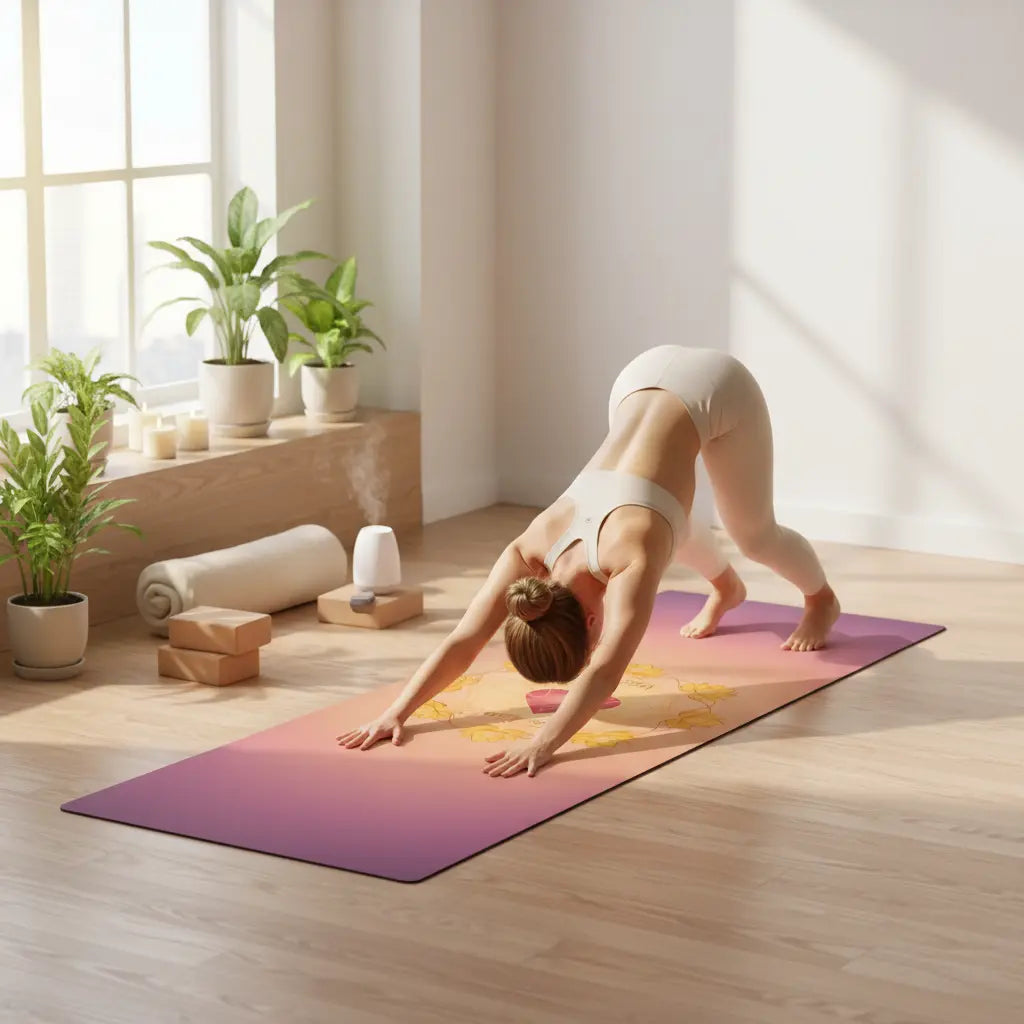 Purple Pink The Light Lotus Heart Yoga Mat Lifestyle Scene
