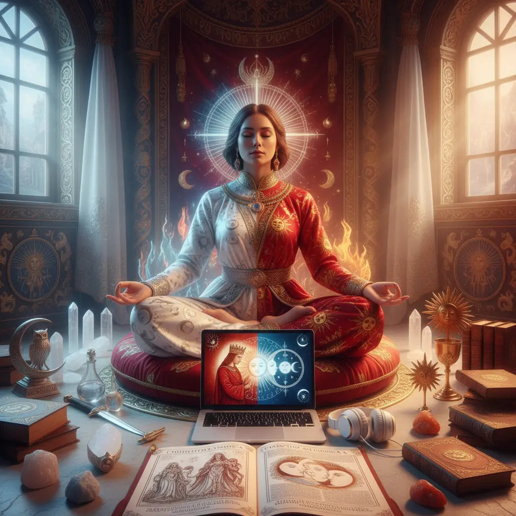 Red King White Queen Sacred Marriage Meditation Scene