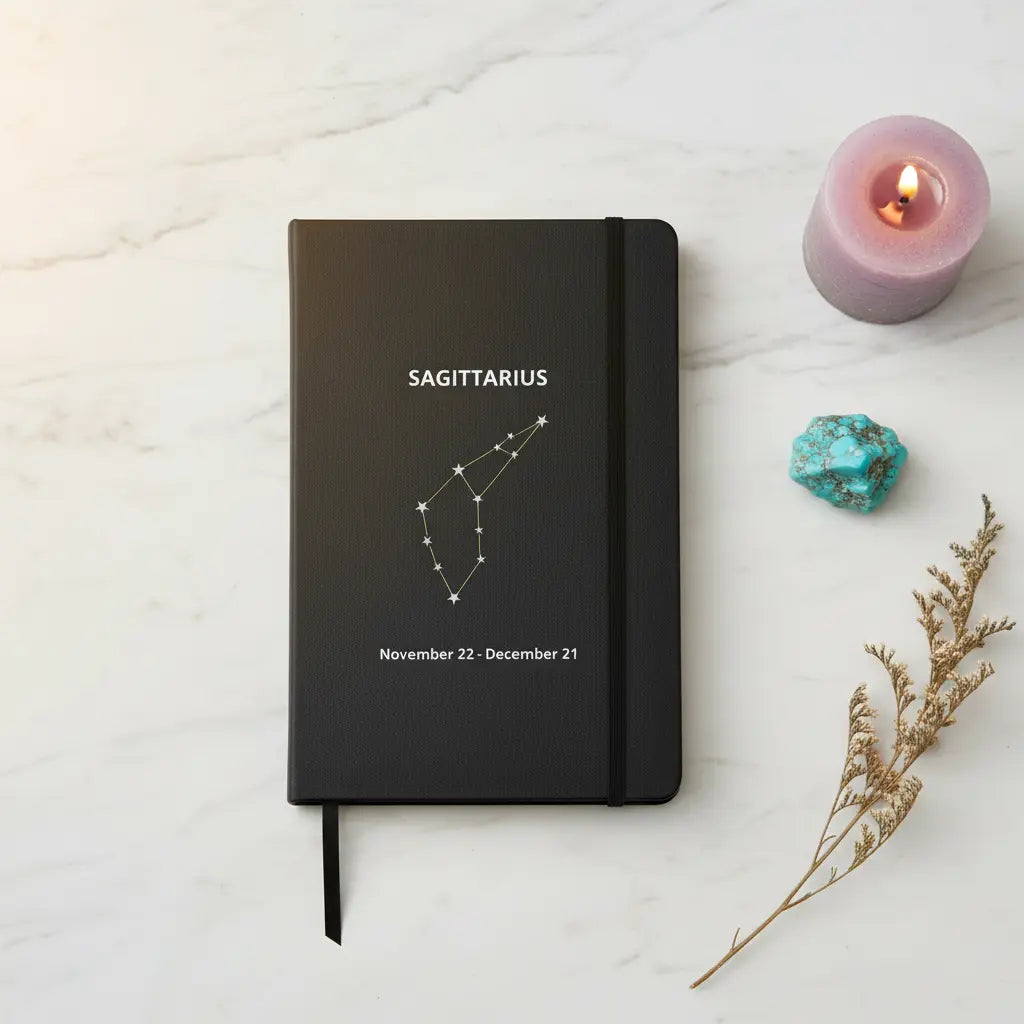Sagittarius Slim Notebook Minimal Clean Lifestyle Scene