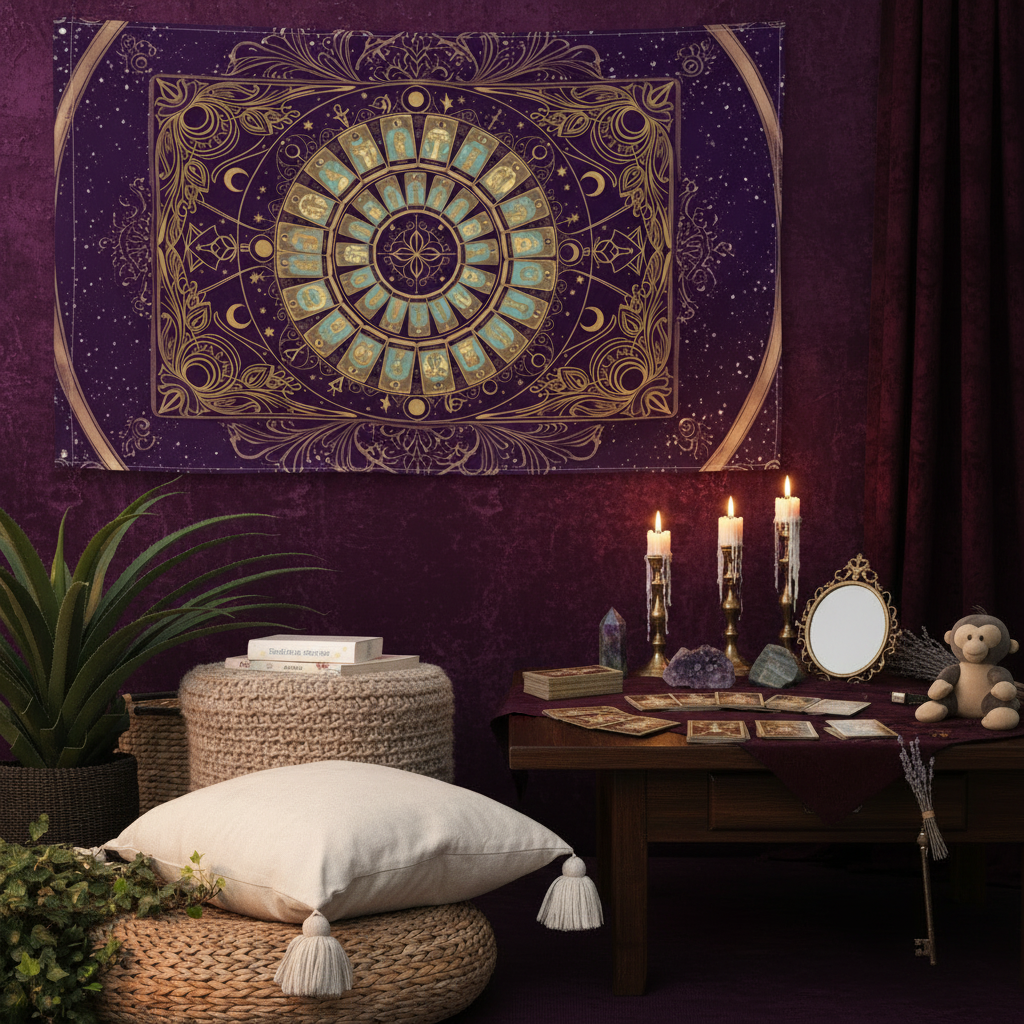 Tarot Major Arcana Mandala Flag - Atmospheric Product Image