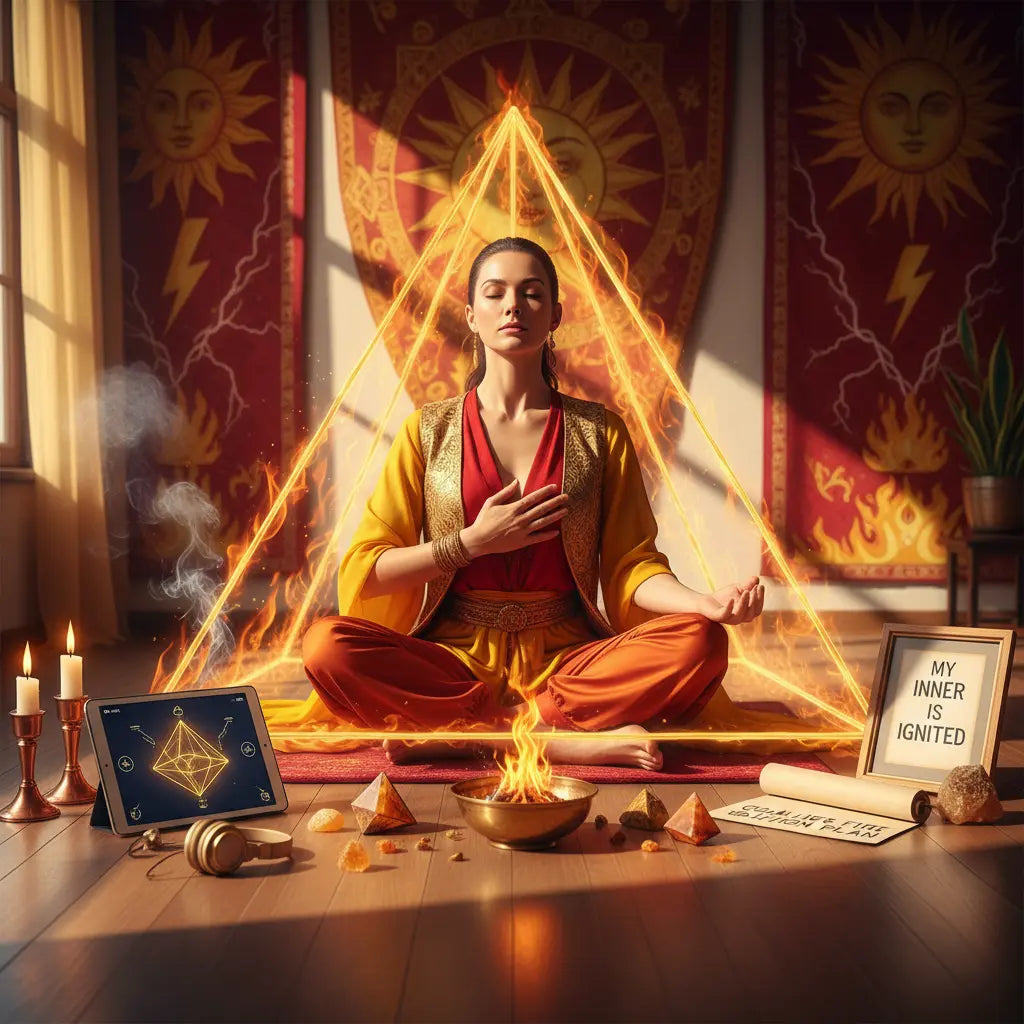 Tetrahedron Fire Element Willpower Meditation Scene