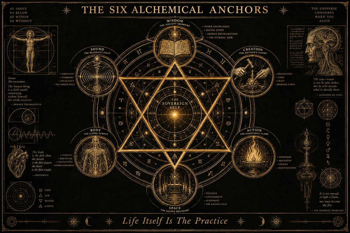 The Six Sovereign Anchors - Sacred Geometry Hexagram Poster