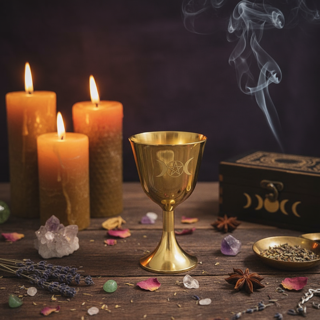 Three-Phase Moon Pentagram Ornament Cup Water Element - Adjusted Color Tone