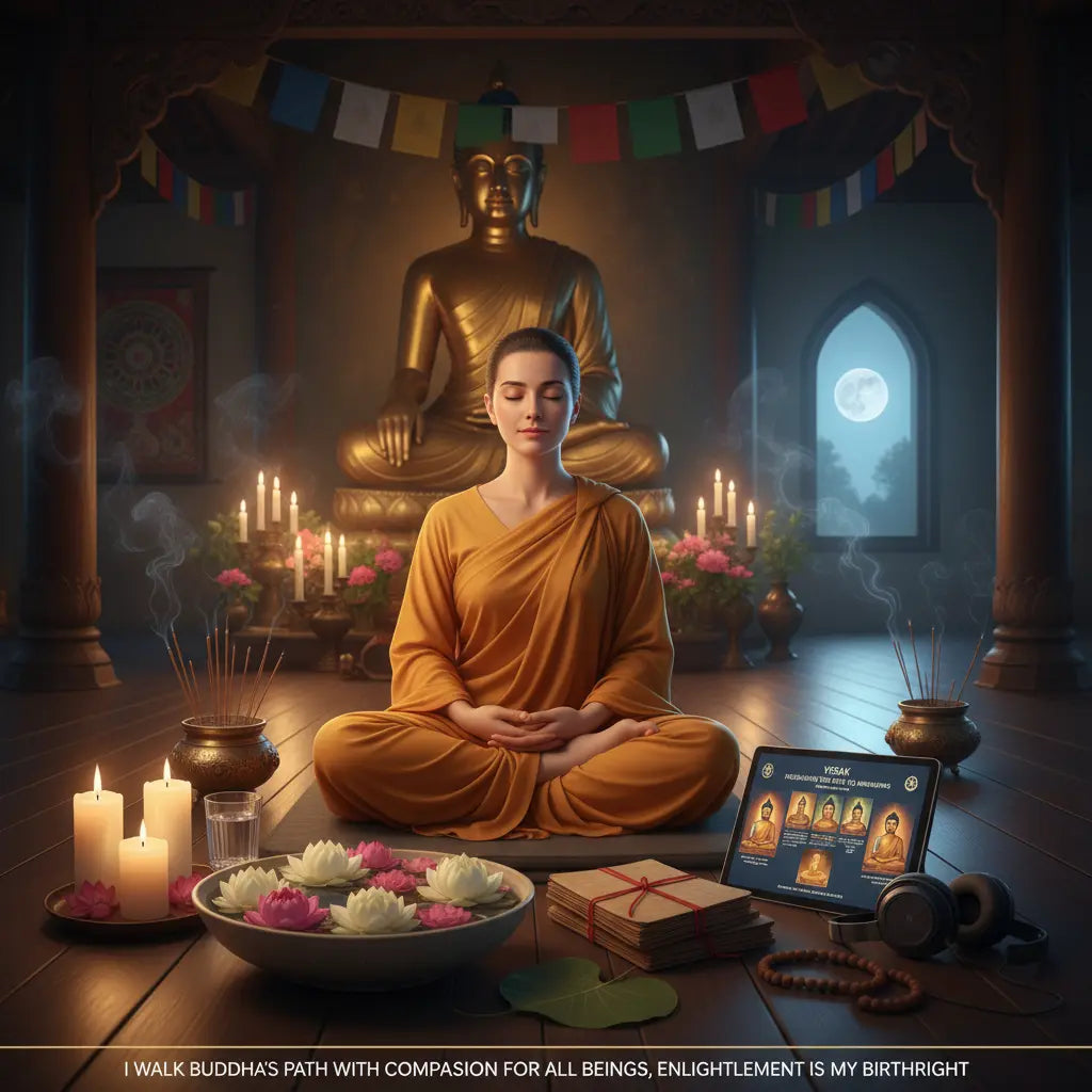 Vesak Buddha Enlightenment Meditation Scene