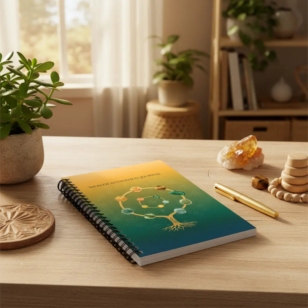 Wealth Activation Journal Tree of Life Crystal Circle Lifestyle Scene