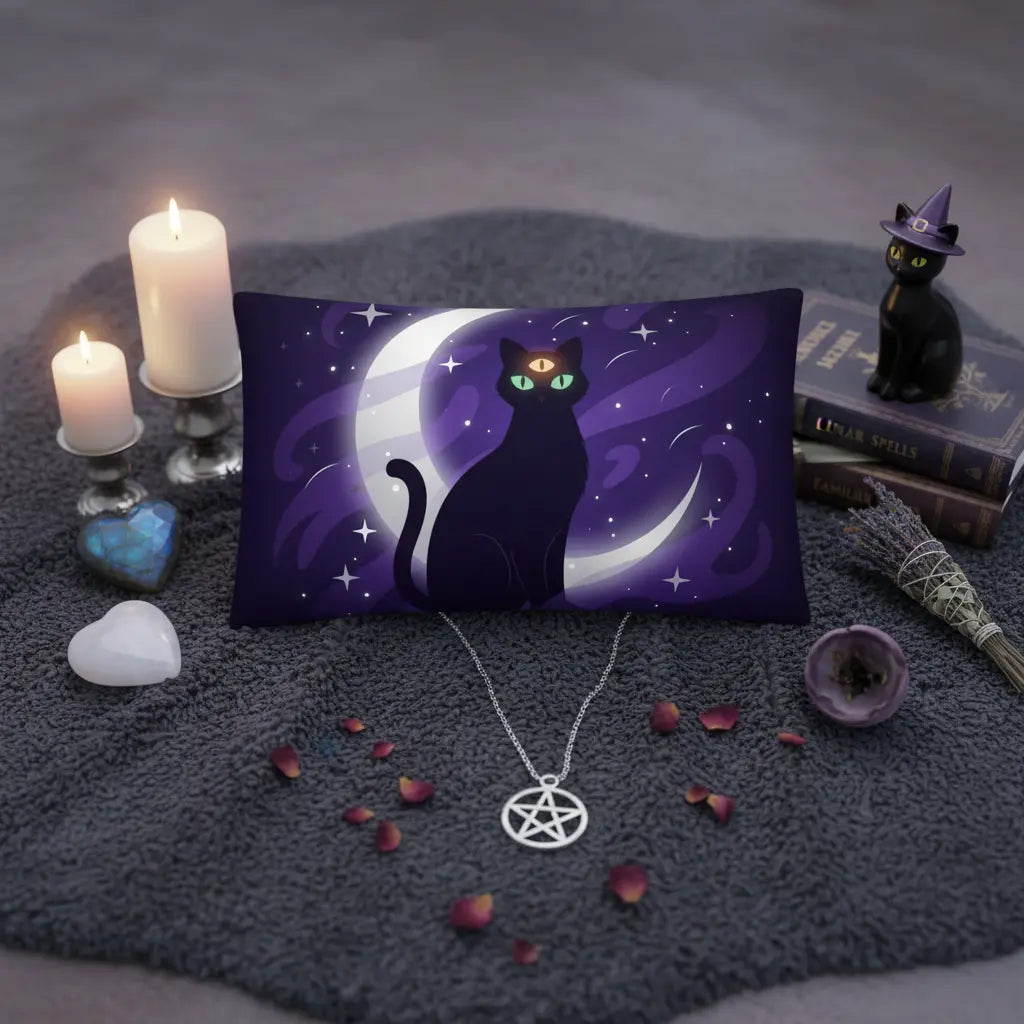 Witchy Moon Cat Pillow