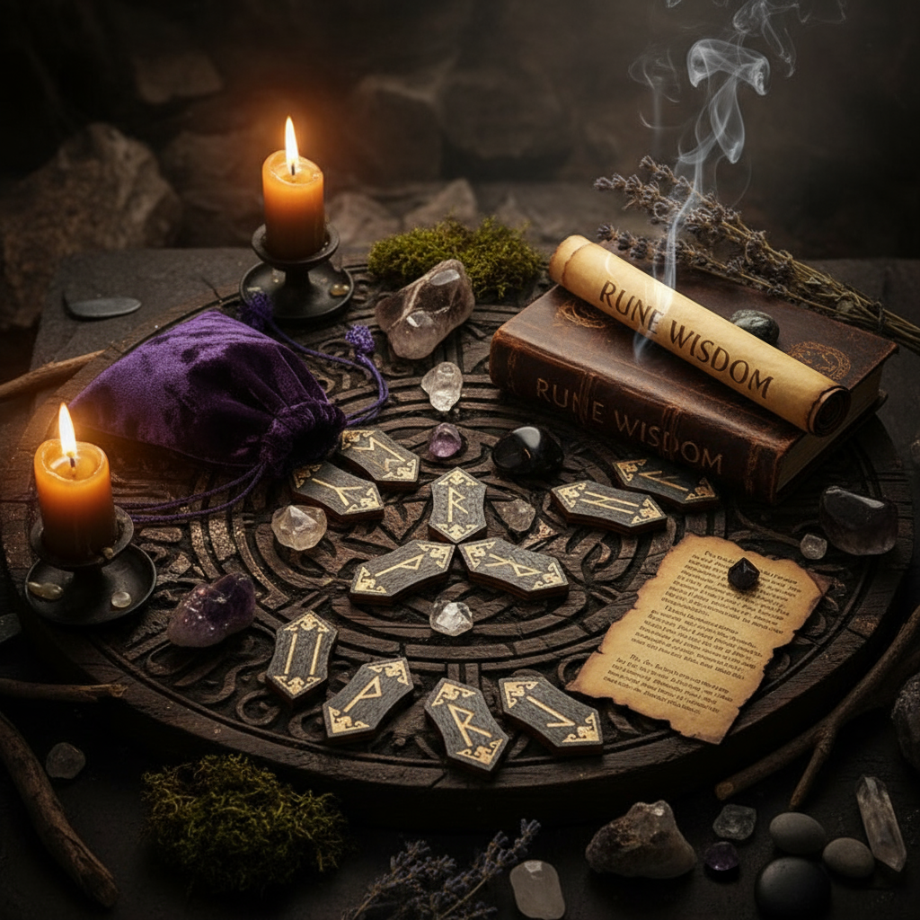 Woodcut Rune Text Set Black Symbols - Ritual Magic Style