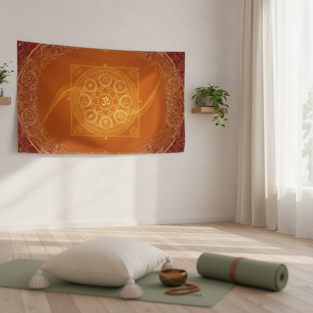 Yogic 8 Limbs Mandala Flag - Atmospheric Product Image